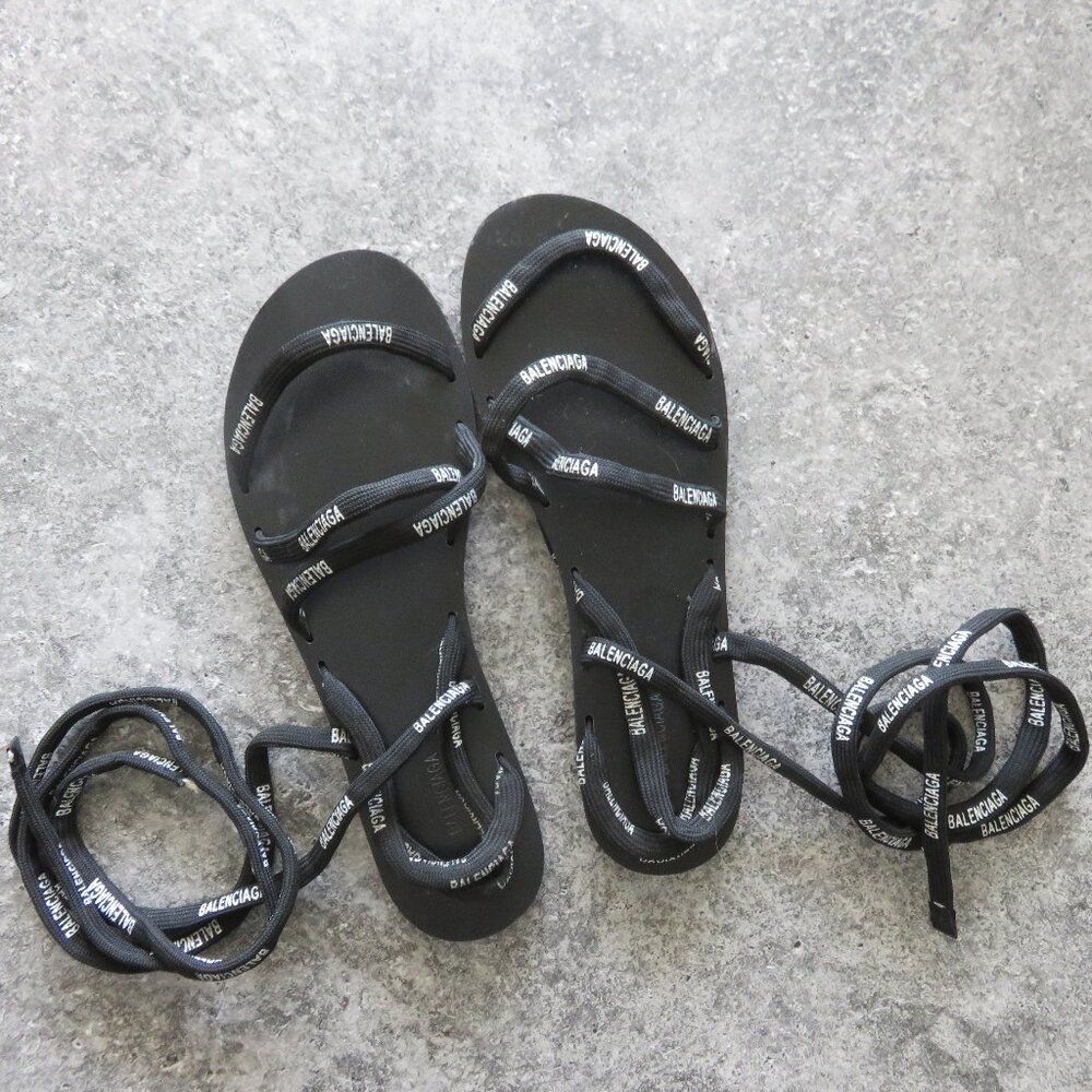 Balenciaga black tie up leg Sandals Size 41